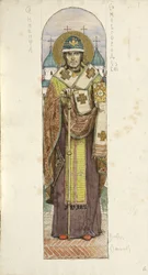 Św. Nikita, biskup nowogrodzki Studium fresków w katedrze św. Włodzimierza w Kijowie, 1884-1889