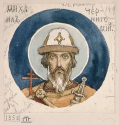 St Prince Michael of Chernigov Study do fresków w katedrze św. Włodzimierza w Kijowie, 1884-1889