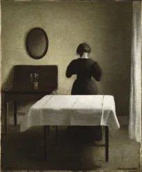 Interieur - Wnętrze, Hammershoi, Vilhelm (1864-1916). olej na płótnie