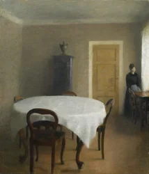 Wnętrze, jadalnia w domu dzieciństwa Hammershøi, Frederiksberg Allé, 1891