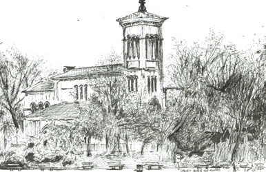 Kościół za Tamizą, 2004, (Atrament na papierze)