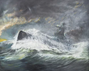 Graf Spee wpływa na Ocean Indyjski 3 listopada 1939, 2006, (olej na płótnie)