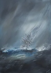 HMS Beagle w sztormie u przylądka Horn 24 grudnia 1832. 2012, (olej na płótnie)