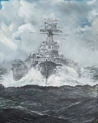 Głowice HMS Hood dla Bismarcka 23 maja 1941, 2014, (olej na płótnie)