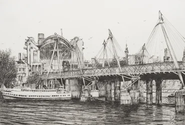 Hungerford Bridge Londyn, 2006, (tusz na papierze)