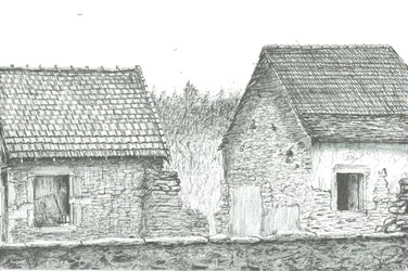 dom przy granicy francusko-szwajcarskiej, 2008; (tusz na papierze)