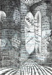 s.23, Zamek w lesie Findhorn, 2006, (tusz na papierze)