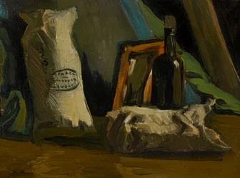 Martwa natura z butelką i dwiema torbami, 1884.