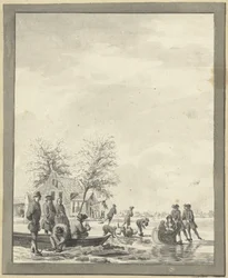 Rozrywka na lodzie na Buiten Spaarne w pobliżu Haarlem w Herberg