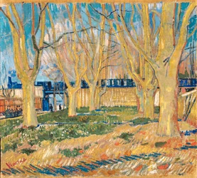 „Alea platanów w pobliżu stacji Arles” (aleja platanów w pobliżu stacji Arles) Obraz Vincenta van Gogha (1853-1890) 1888 Paryż, Muzeum Rodina
