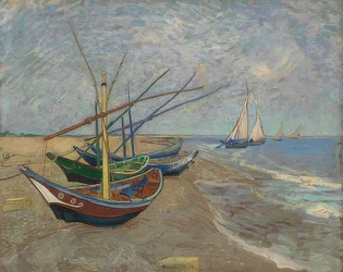 Łodzie rybackie na plaży w Les Saintes-Maries-de-la-Mer. Arles, czerwiec 1888 r.