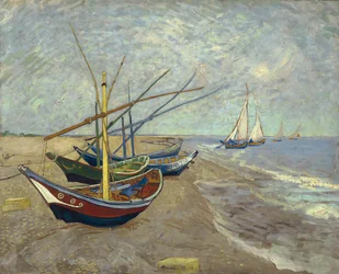 Łodzie rybackie na plaży w Saintes-Maries-de-la-Mer
