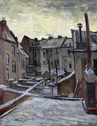 „Domy widziane z tyłu” (Domy widziane z tyłu) Obraz Vincenta van Gogha (1853-1890) 1885 Ciemny 44x33,5 cm Muzeum Van Gogha, Amsterdam