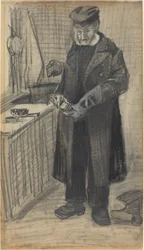 Mężczyzna polerujący but, 1882.