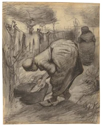 Chłop z umywalką w ogrodzie; Chłopka z umywalką w ogrodzie, 1885