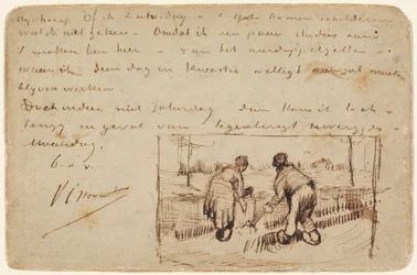 Pocztówka z kopaniem dwóch chłopów, 1885.