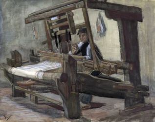 Weaver (tisserand) par Gogh, Vincent, van (1853-1890). Pióro, pędzel, akwarela, tusz indyjski na papierze, wymiary: 35,7x45,1