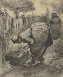 Chłopka ze stawem w ogrodzie (1885)