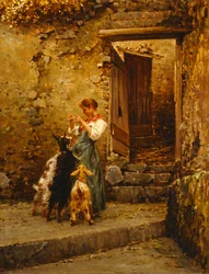Chłop z kozami (olej na płótnie)