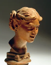 Głowa kobiety z Capri, autor: Vincenzo Gemito (1852-1929), czerwony wosk
