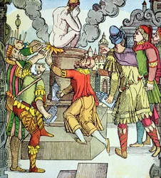 Zemsta Wergiliusza , drzeworyt z XVI wieku autorstwa Virgila Solisa (drzeworyt)