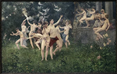 Święto Wiosny (scena alegoryczna). Obraz Karela Vitezslava Maska (1865-1927), olej na płótnie