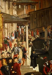 Cud Relikwii Krzyża Świętego na moście Rialto w Wenecji, detal. Obraz Vittore Scarpazza dit Vittore Carpaccio (1460-1525)