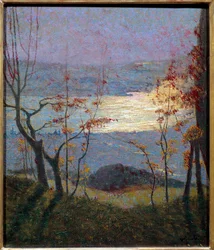 Poranek. Jesienny krajobraz z drzewami. Obraz Vittore Grubicy Di Dragon (1851-1920) Ec. Włochy, XX wiek. Olej na płótnie. Wymiary: 0,47 x 0,41m. Paryż, Muzeum Orsay
