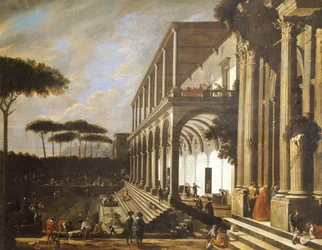 Uczta w willi Poggioreale, autorstwa Viviano Codazziego (ok. 1604-1670)