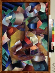 Composição colorida, final de 1910 (óleo sobre tela) polimento