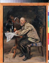 Pijący. Obraz Władimira Jegorowicza Makowskiego (Makovsky, Makovskij) (1846-1920), olej na płótnie, XIX-wieczna sztuka rosyjska. Państwowe Muzeum Sztuki, Jarosław (Rosja)