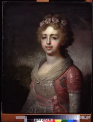 Portret wielkiej księżnej Aleksandry Pawłowny (1783-1801), córki cesarza Pawła I (Portret wielkiej księżnej Aleksandry Pawłowny, córki cesarza Pawła I). Obraz Władimira Lukicha Borowikowskiego (lub Borowikowskiego) (1757-1825). olej na płótnie