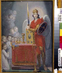 Dzieci cesarza Pawła I (1754-1801) przed ołtarzem pod opieką Archanioła Michała - Peinture de Vladimir Lukich Borovikovsky (1757-1825), - Olej na płótnie - Państwowe Muzeum Historii Religii, Sankt Petersburg