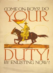 No dalej chłopcy! Wykonaj swój obowiązek! Zarejestruj się teraz! 1917 (kolorowy sitodruk)