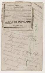 Pocztówka do redakcji Liverpool Weekly Courier, 14 sierpnia 1918 (ołówek na pocztówce)