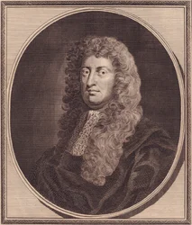Portret angielskiego polityka Williama Russella, Lord Russell (1639-1683), miedzioryt Johna Goldara (1729-1795) z obrazu G Knellera