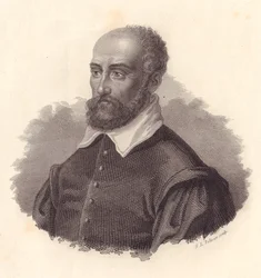 Portret włoskiego architekta Andrei Palladio, pseudonim Andrea di Pietro (1508-1580), miedzioryt