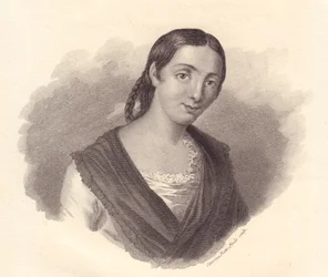 Portret włoskiej pisarki Giustiny Renier Michiel (1755-1832), miedzioryt