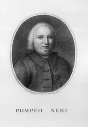 Portret Pompeo Neri (1706-1776), włoskiego prawnika i polityka, akwaforta Benedetto Bordiga (1768-1847) wg rysunku Francesco Sabatelli (1803-1829)