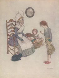 Usiadła pewnego dnia i zrobiła z kilku kawałków czerwonego materiału parę małych butów, ok. 1930 r