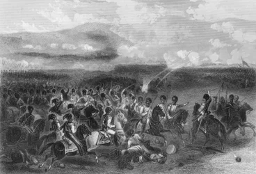 Szarża ciężkiej kawalerii w bitwie pod Bałakławą podczas wojny krymskiej, 1854 1857.