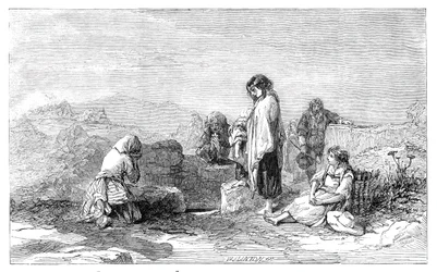 Pielgrzymi do Świętej Studni - F.W. Topham - z nowej wystawy akwareli, 1845.