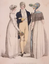 Dwie kobiety i mężczyzna w sukni wieczorowej, 1808