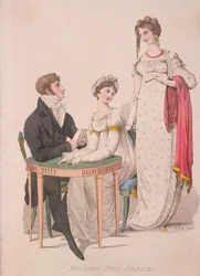 Dwie kobiety i mężczyzna w pełnej sukni wieczorowej, c1810