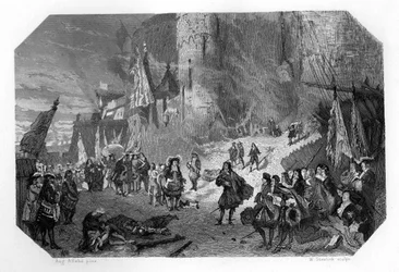 Menno van Coehoorn, holenderski żołnierz i inżynier wojskowy, podczas oblężenia Namur, 1692, c1870