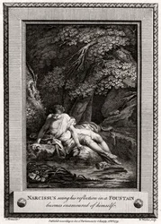 Narcyz widząc swoje odbicie w źródle rozkochał się w sobie, 1775