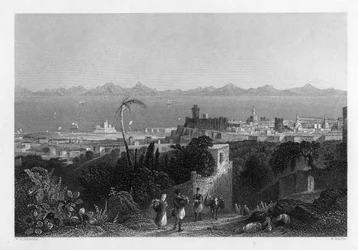Rodos, ze wzgórz w pobliżu willi Sir Sidneya Smitha, 1841