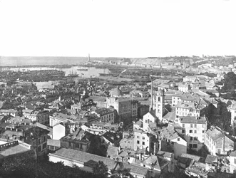 Widok ogólny miasta Genua, Włochy, 1895.