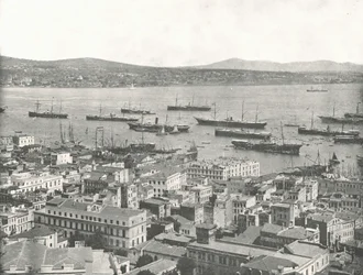 Bosfor w kierunku Scutari, Konstantynopol, Imperium Osmańskie, 1895.