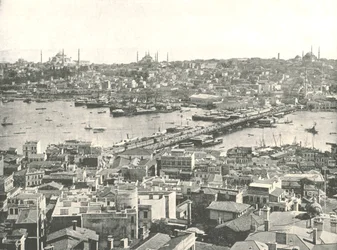 Most Galata przez Złoty Róg, Konstantynopol, Imperium Osmańskie, 1895.